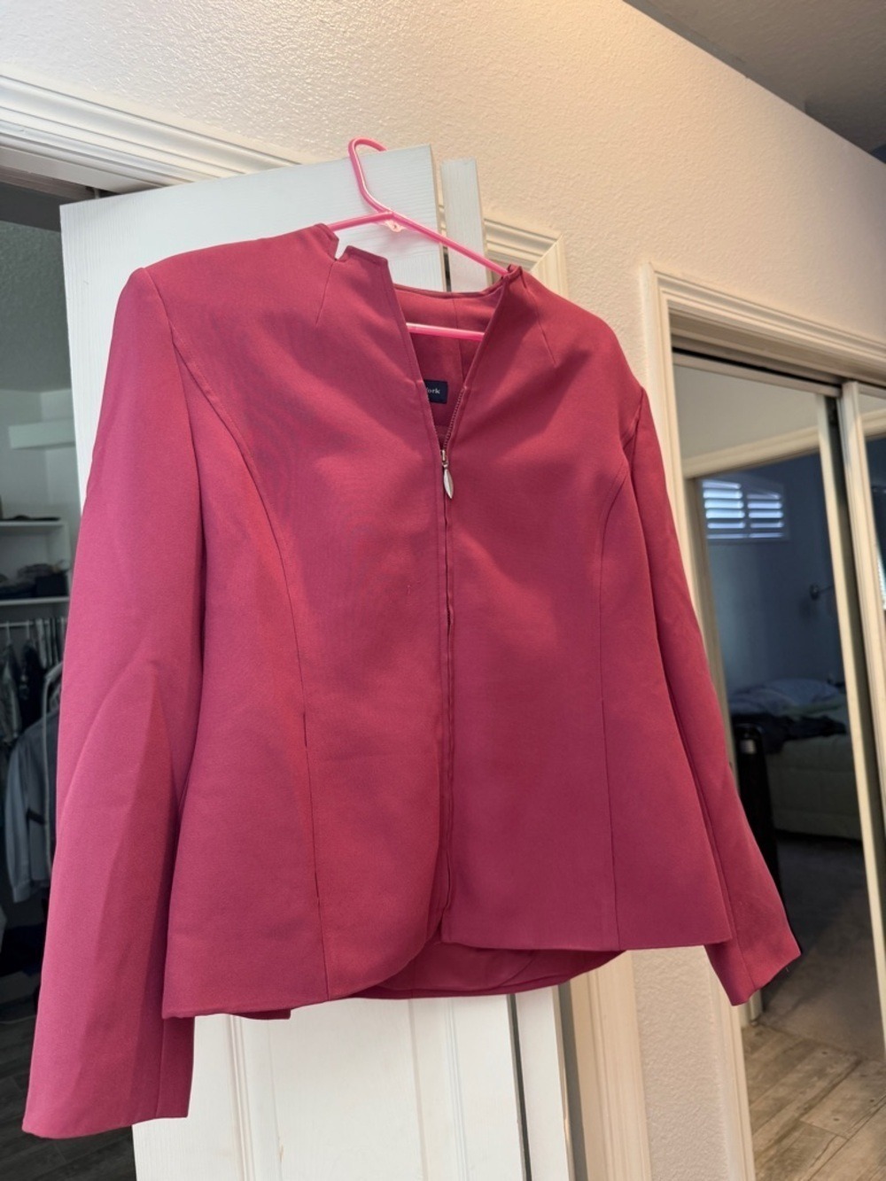 Preston & York Rose-Red Zip-Front Blazer 14 EUC